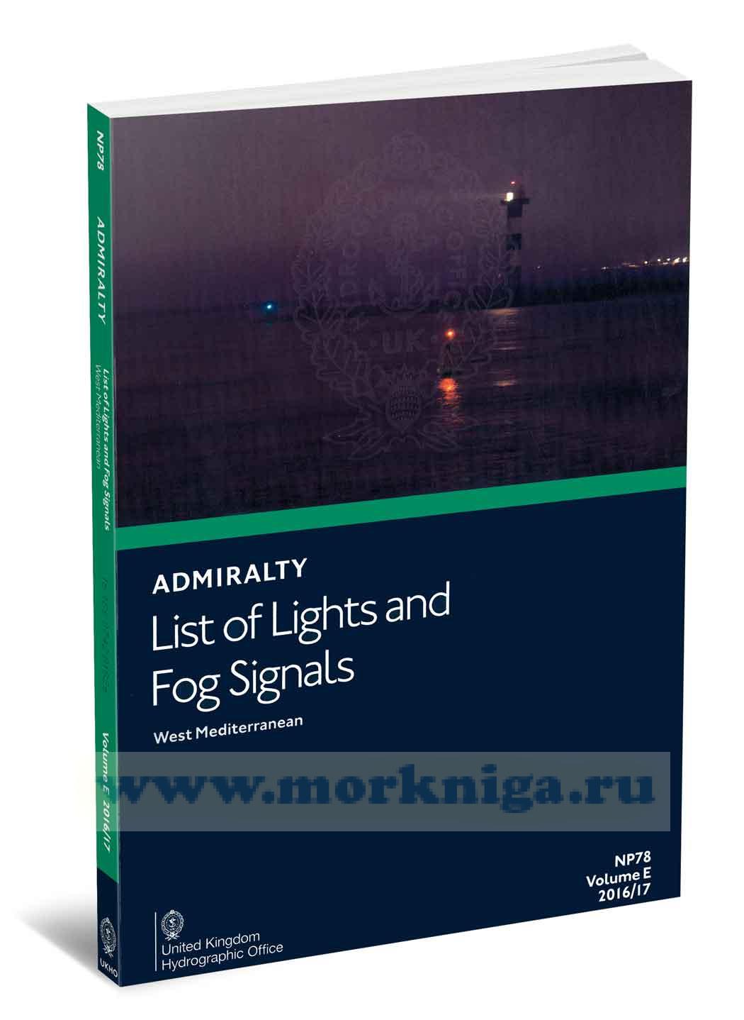 Admiralty list of lights and fog signals. West Mediterranean. NP78