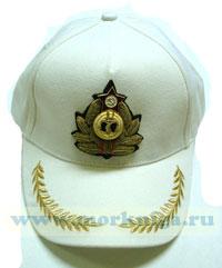 Бейсболка белая с краб ВМФ СССР ручной вышивкой