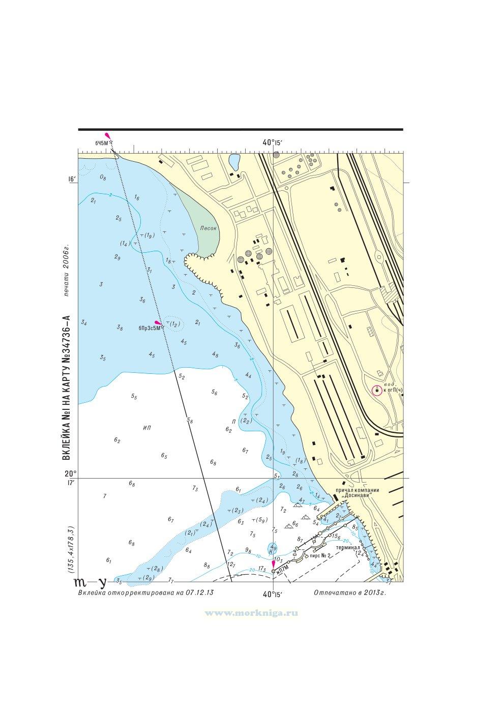 Извещения мореплавателям. Вклейка 1 к ИМ № 1809 из выпуска 14 (2014 г.) на карту № 34736