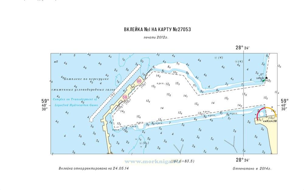 Извещения мореплавателям. Вклейка 1 к ИМ № 4621 из выпуска 32 (2014 г.) на карту № 27053