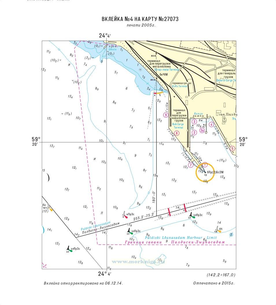 Извещения мореплавателям. Вклейка 1 к ИМ № 1137 из выпуска 9 (2015 г.) на карту № 27073