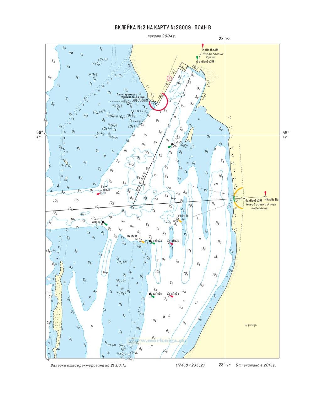 Извещения мореплавателям. Вклейка 2 к ИМ № 3150 из выпуска 23 (2015 г.) на карту № 28009