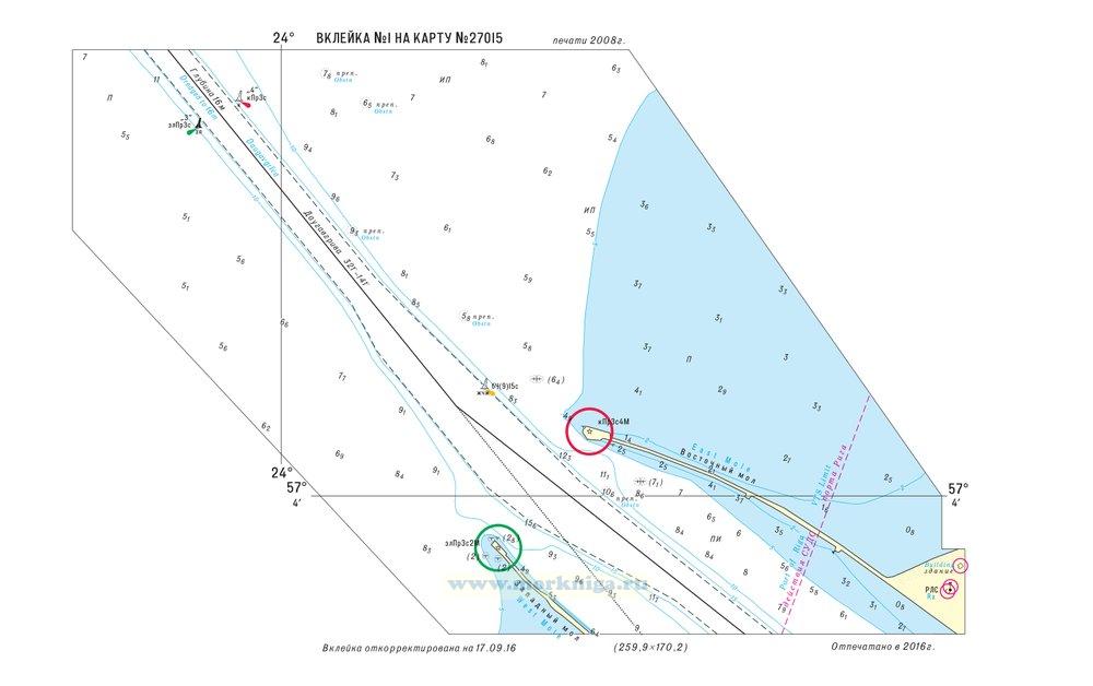 Извещения мореплавателям. Вклейка 1 к ИМ № 6442 из выпуска 48 (2016 г.) на карту № 27015