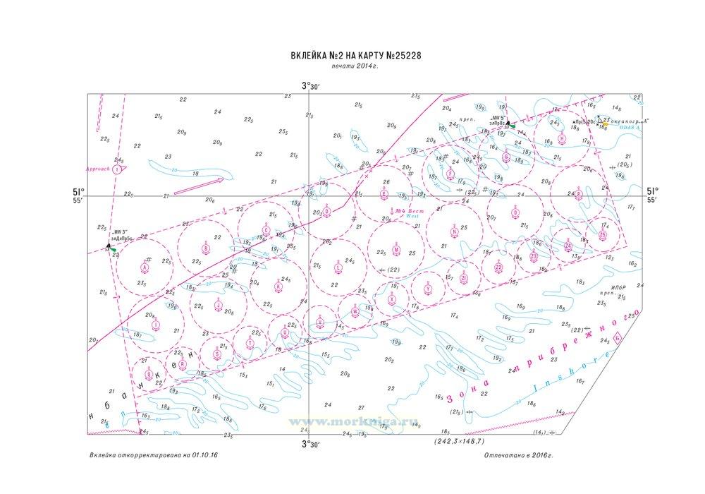 Извещения мореплавателям. Вклейка 2 к ИМ № 7066 из выпуска 52 (2016 г.) на карту № 25228