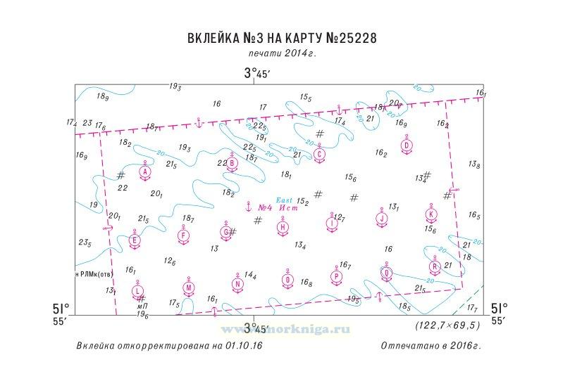 Извещения мореплавателям. Вклейка 3 к ИМ № 7067 из выпуска 52 (2016 г.) на карту № 25228