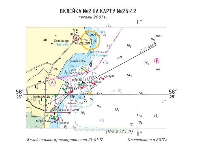 Извещения мореплавателям. Вклейка 2 к ИМ № 2016 из выпуска 17 (2017 г.) на карту № 25142