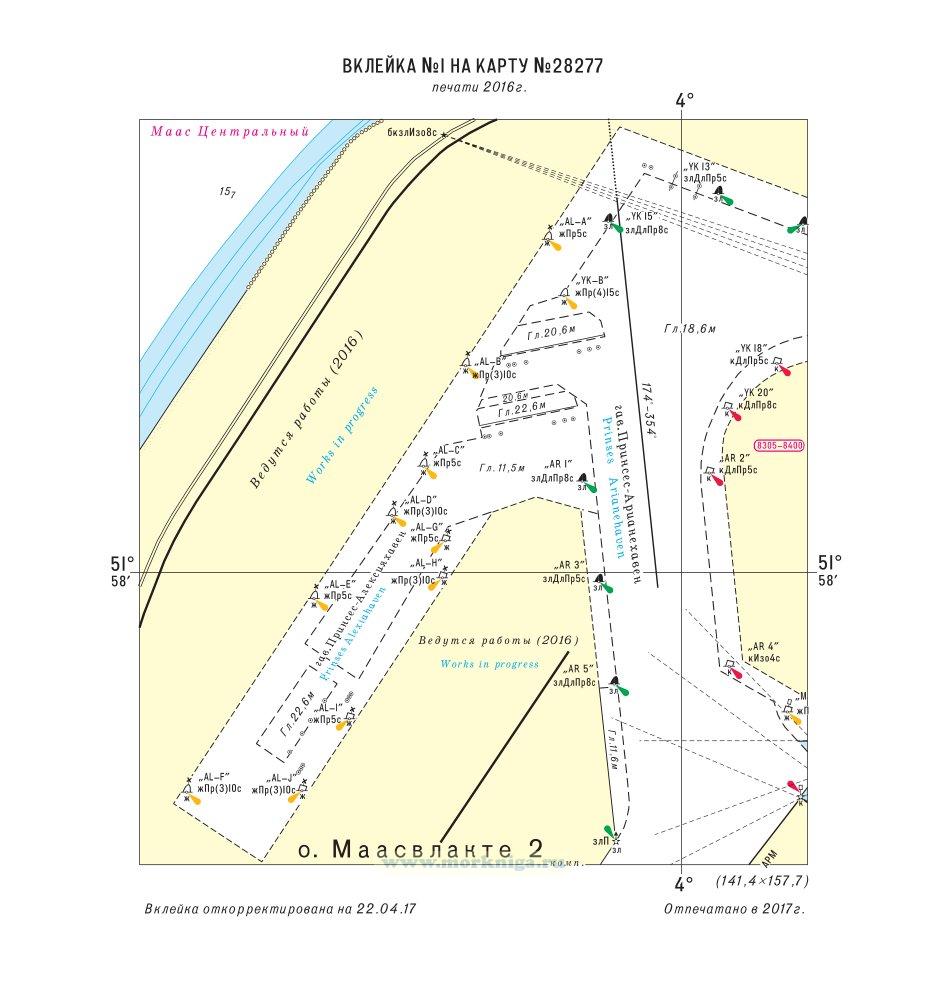Извещения мореплавателям. Вклейка 1 к ИМ № 4128 из выпуска 32 (2017 г.) на карту № 28277