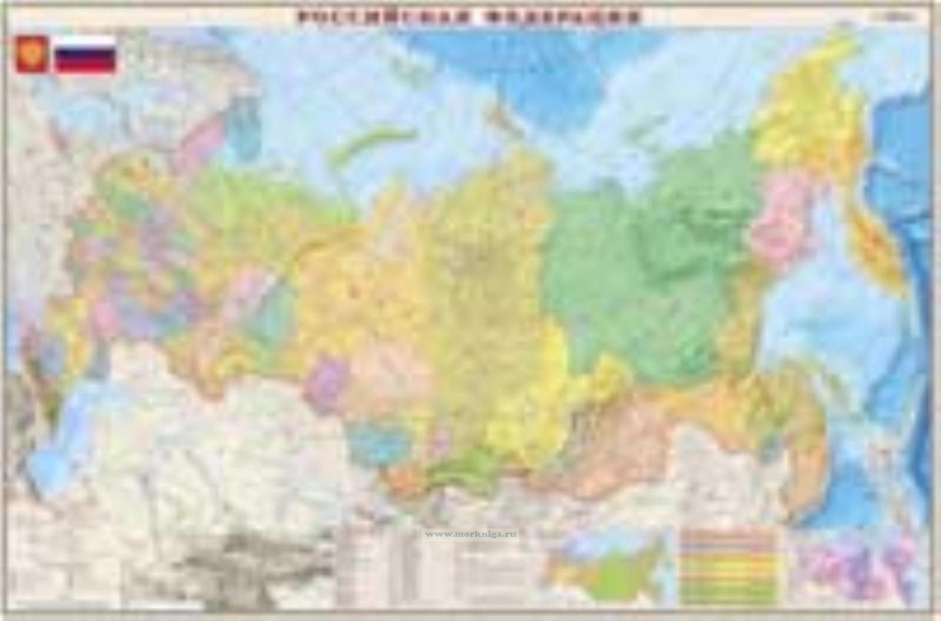 РФ. Политико-административная карта 1:4 000 000 (глянц.) 196х130 см