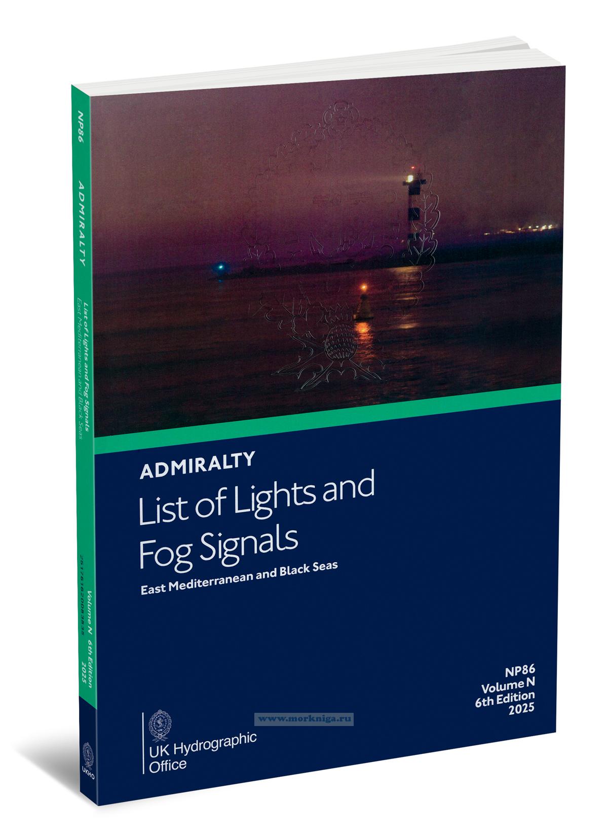 Admiralty List of Lights and Fog signals. East Mediterranean and Black Seas. NP86. Volume N. 2025