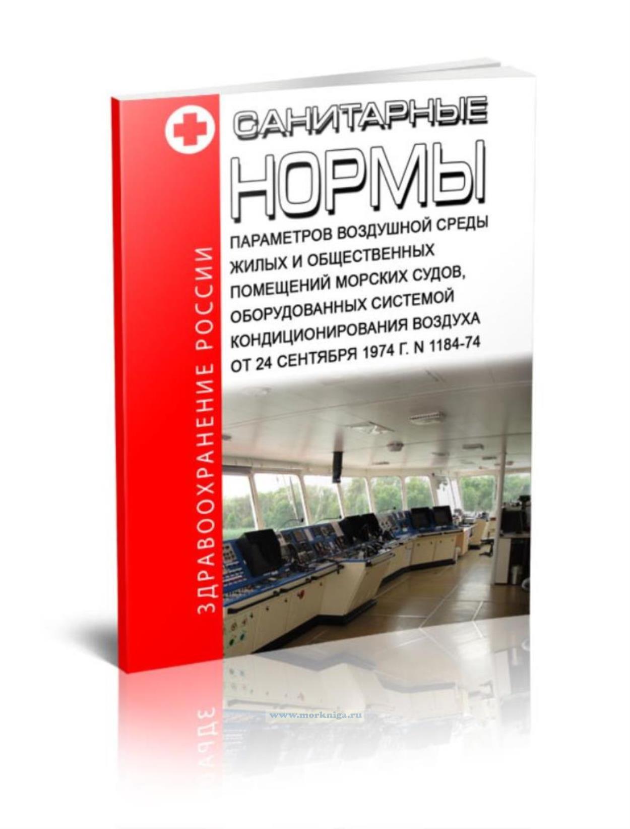 Санитарные нормы параметров воздушной среды жилых и общественных помещений морских судов, оборудованных системой кондиционирования воздуха