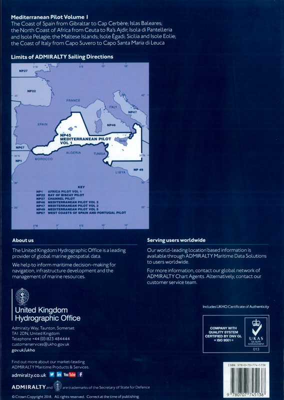 Admiralty sailing directions. NP45 Mediterranean pilot. Vol. 1