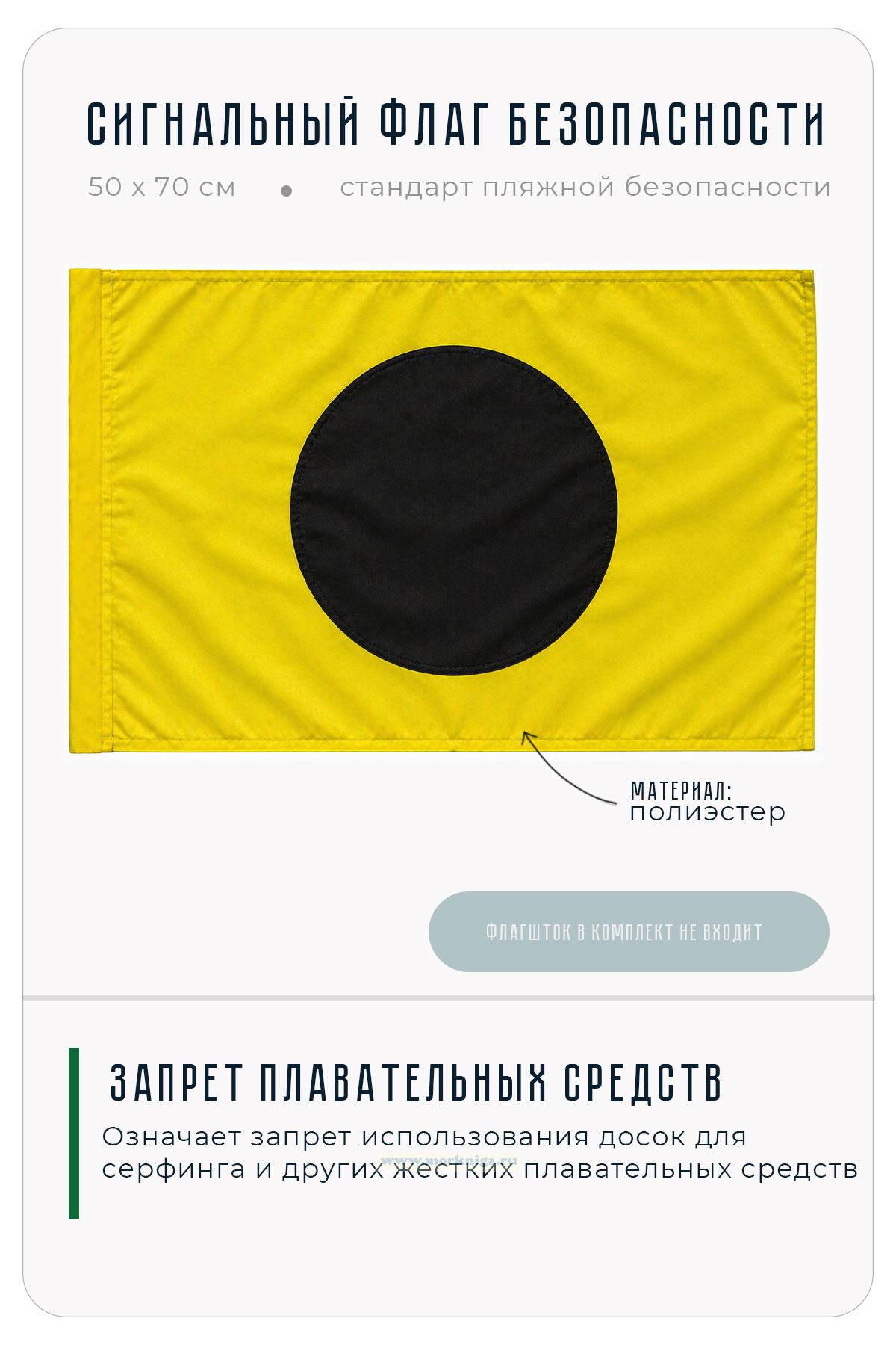 Флаг безопасности на пляже желтый с черным кругом 