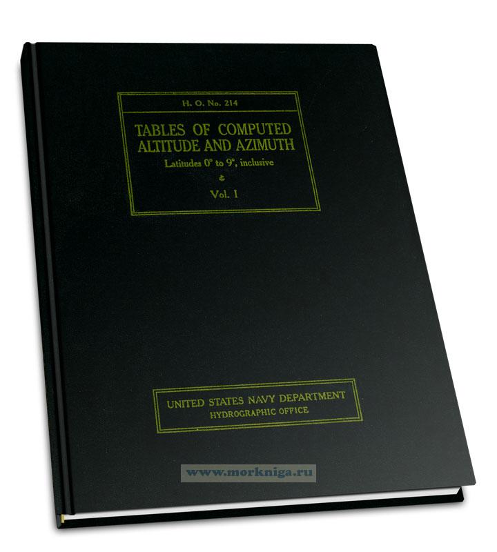 Tables of Computed Altitude and Azimuth: Latitudes 0-9, Inclusive. Vol. I