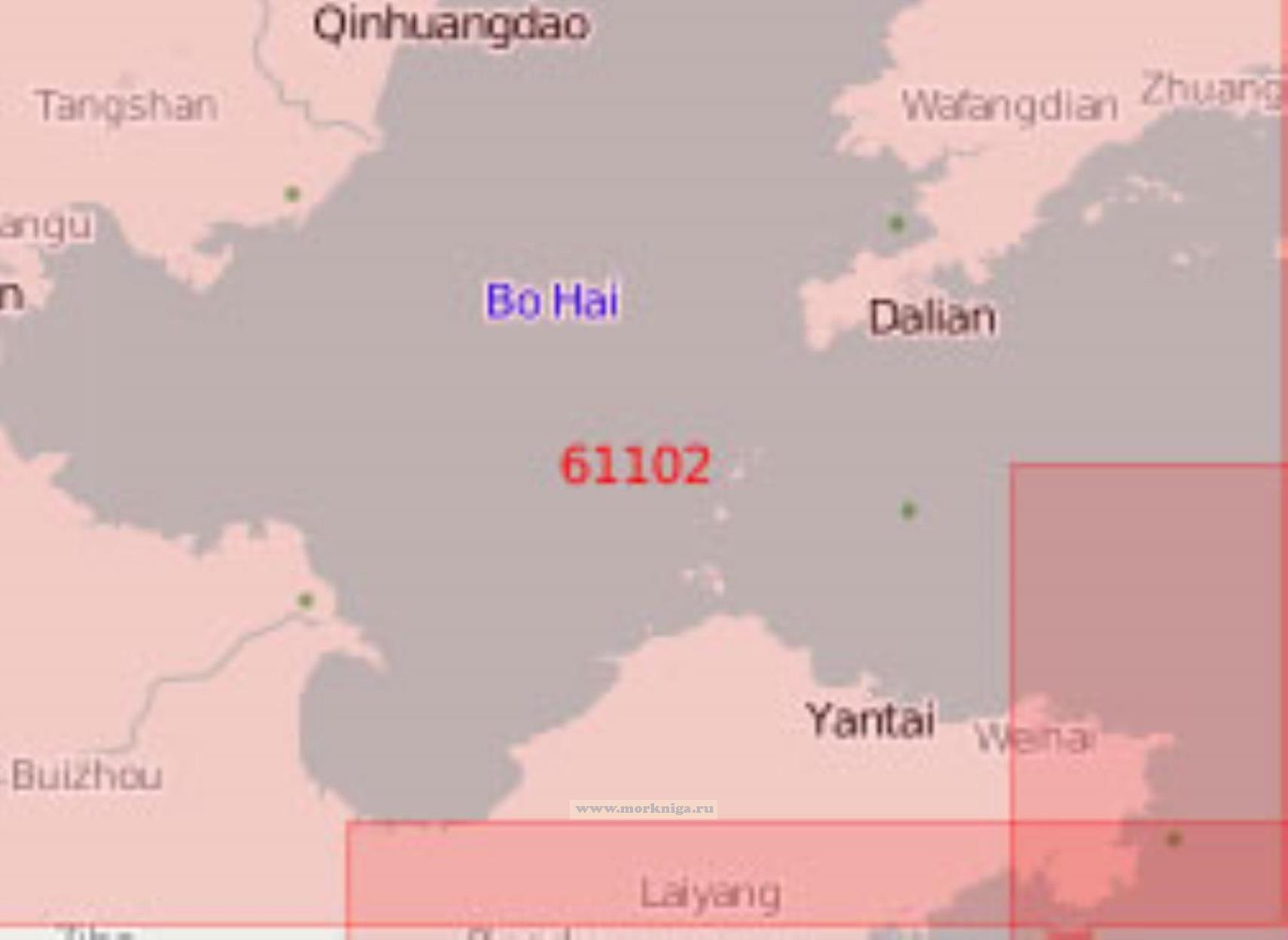 61102 От порта Циньхуандао до мыса Чэншаньцзяо с Ляодунским полуостровом (Масштаб 1:500 000)