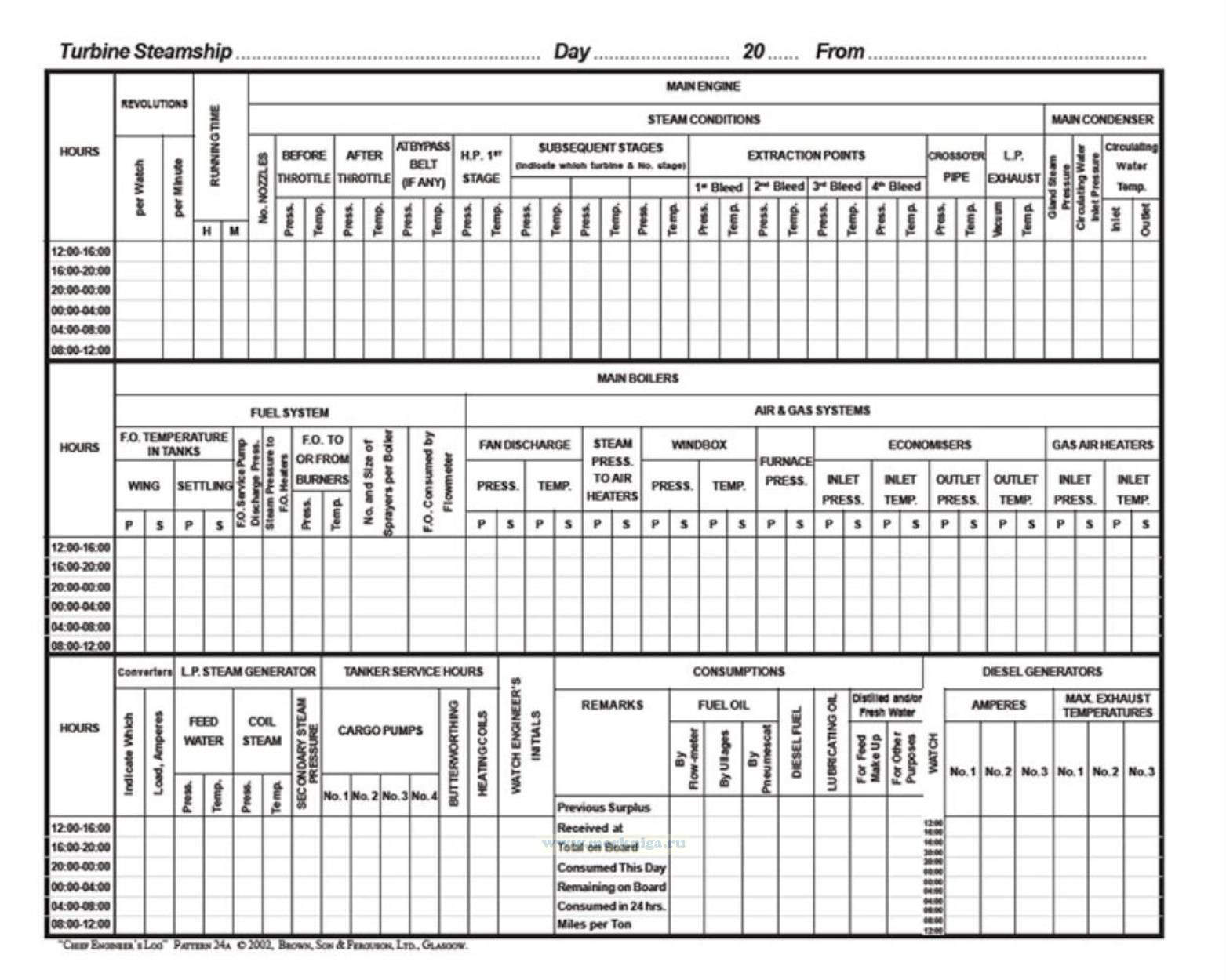 Chief Engineers Log Book Turbine Steame (6 month edition) купить