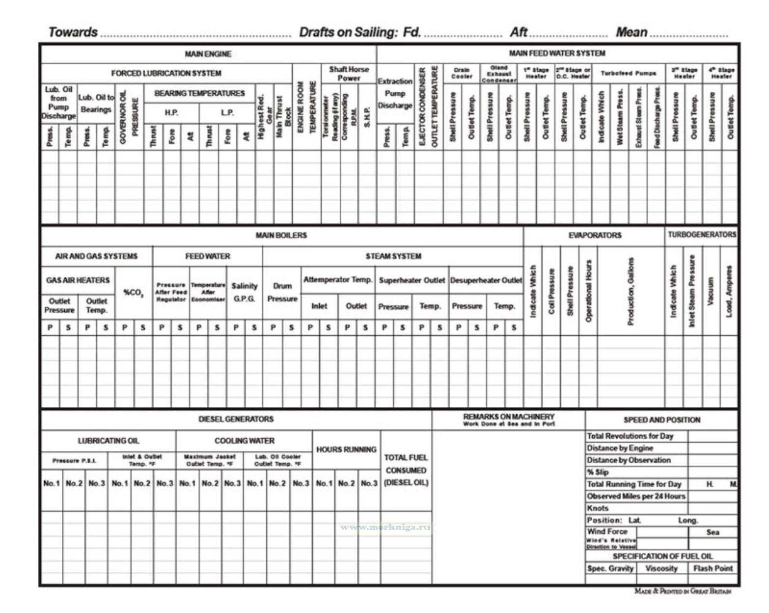 Chief Engineers Log Book Turbine Steame (6 month edition) купить
