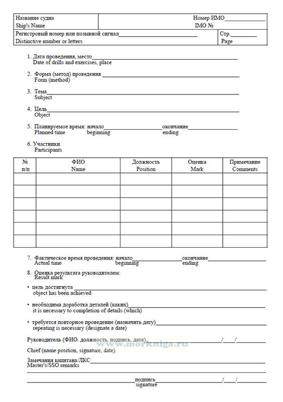 Журнал учений и тренировок по МК ОСПС