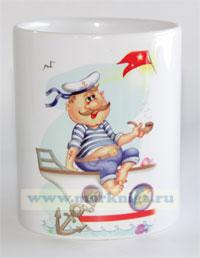 Кружка Моряк на лодке с трубкой