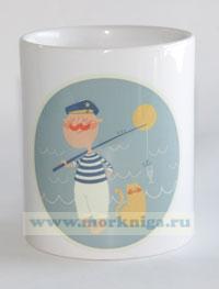 Кружка Моряк на рыбалке с котом