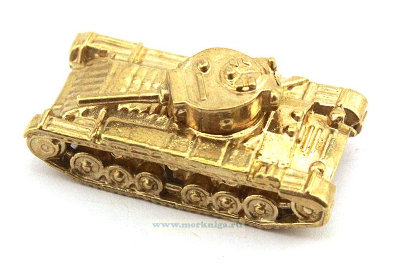 Модель танка из латуни (ВОВ иностранного производства, Valentine, 2,9 х 1,6 х 1,3 см, длина ствола 0,8 см)