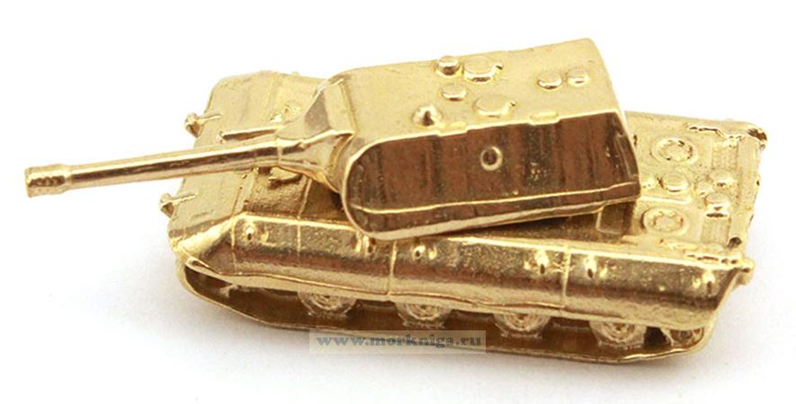Модель танка из латуни (ВОВ иностранного производства, Maus, 3,7 х 1,9 х 1,5 см, длина ствола 1,5 см)